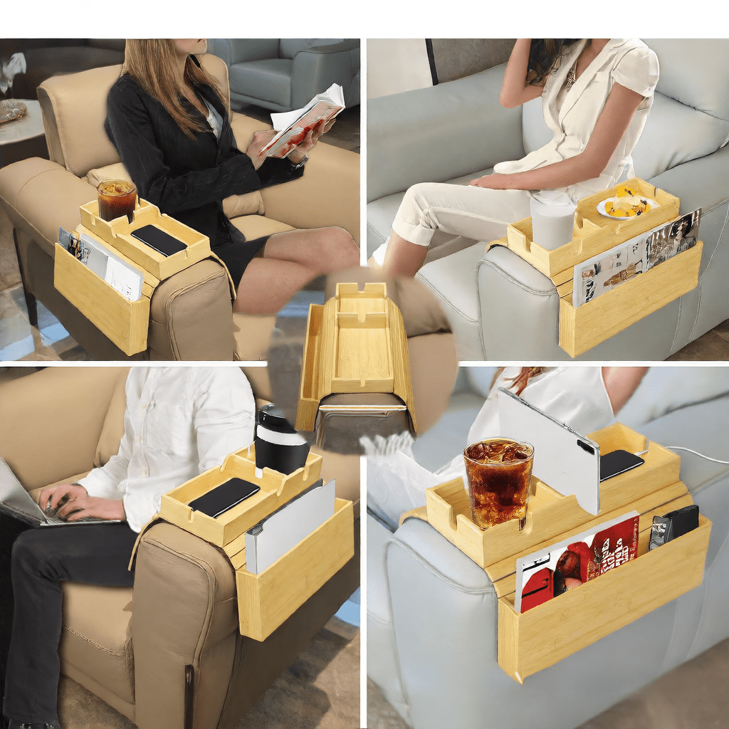 Foldable Natural Bamboo Sofa Arm Tray - The Coral Palm LLC