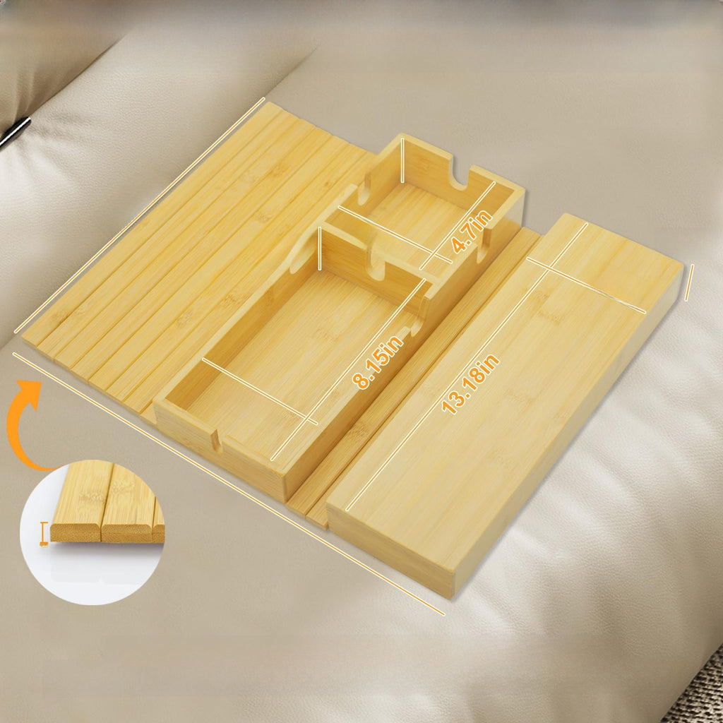 Foldable Natural Bamboo Sofa Arm Tray - The Coral Palm LLC