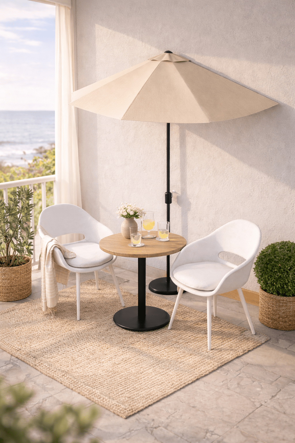 The Sandstone Half-Moon Balcony Parasol - The Coral Palm LLC