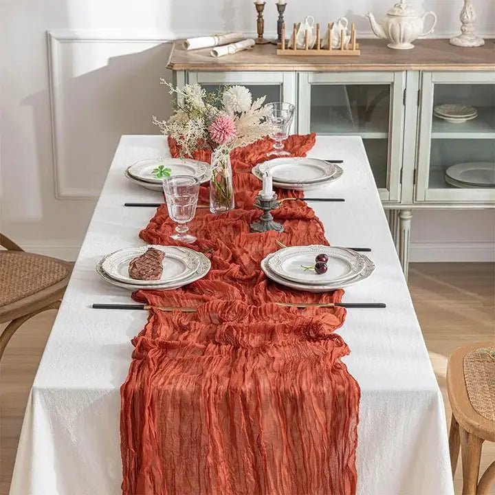Hand - Dyed Wrinkled Table Runner - The Coral Palm LLC