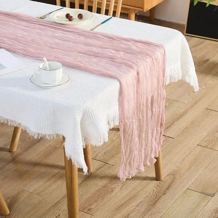Hand - Dyed Wrinkled Table Runner - The Coral Palm LLC