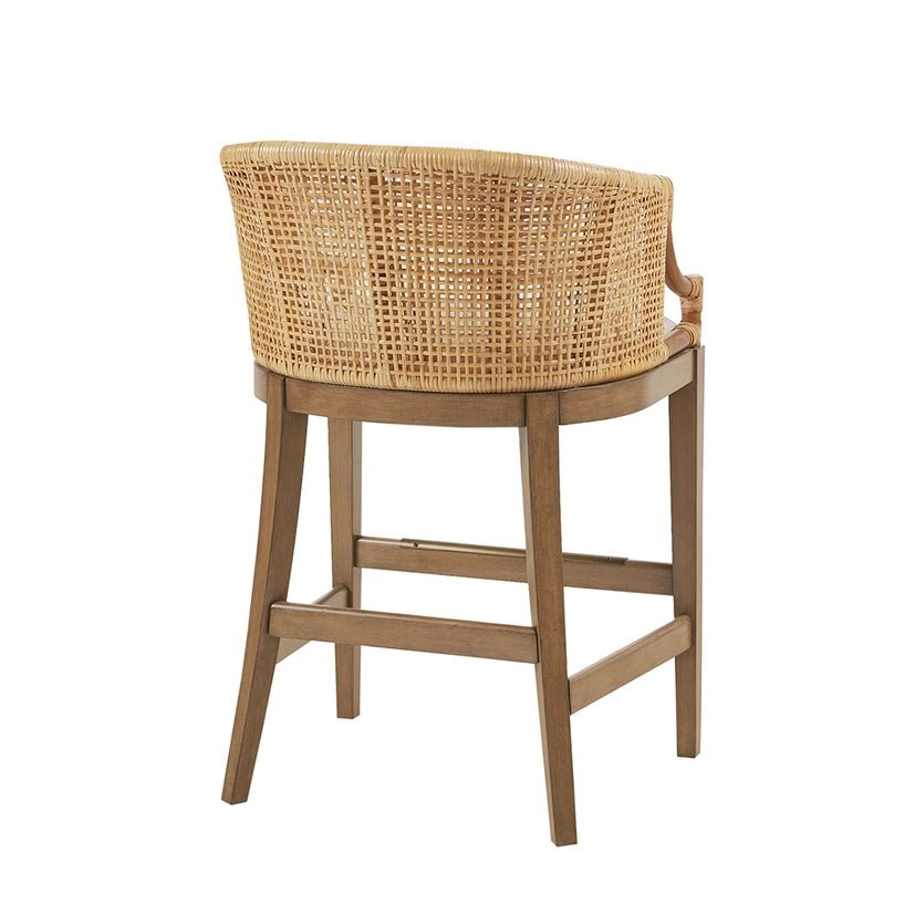 Handcrafted Natural Rattan Counter Stool - The Coral Palm LLC