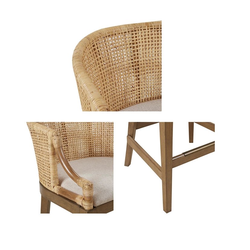 Handcrafted Natural Rattan Counter Stool - The Coral Palm LLC