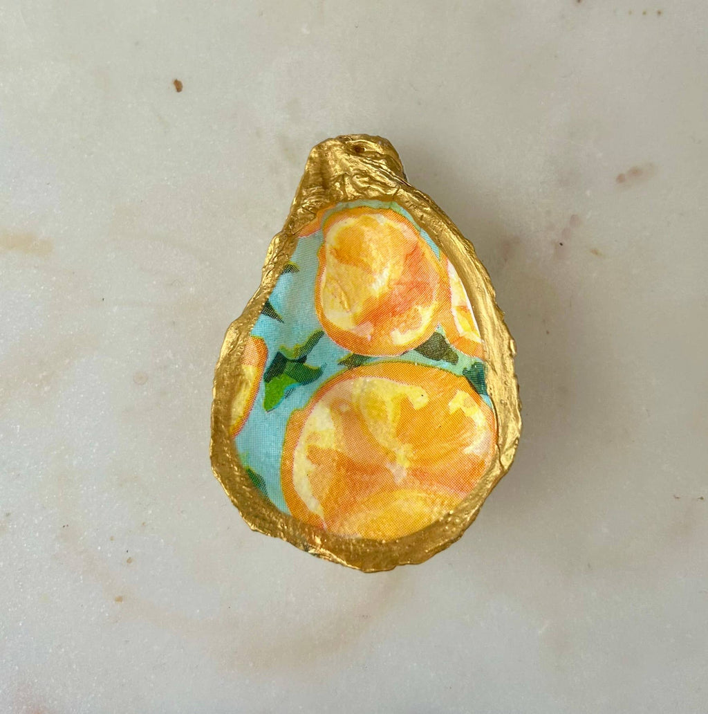 Handcrafted Orange Slice Oyster Shell Jewelry Dish - The Coral Palm LLC