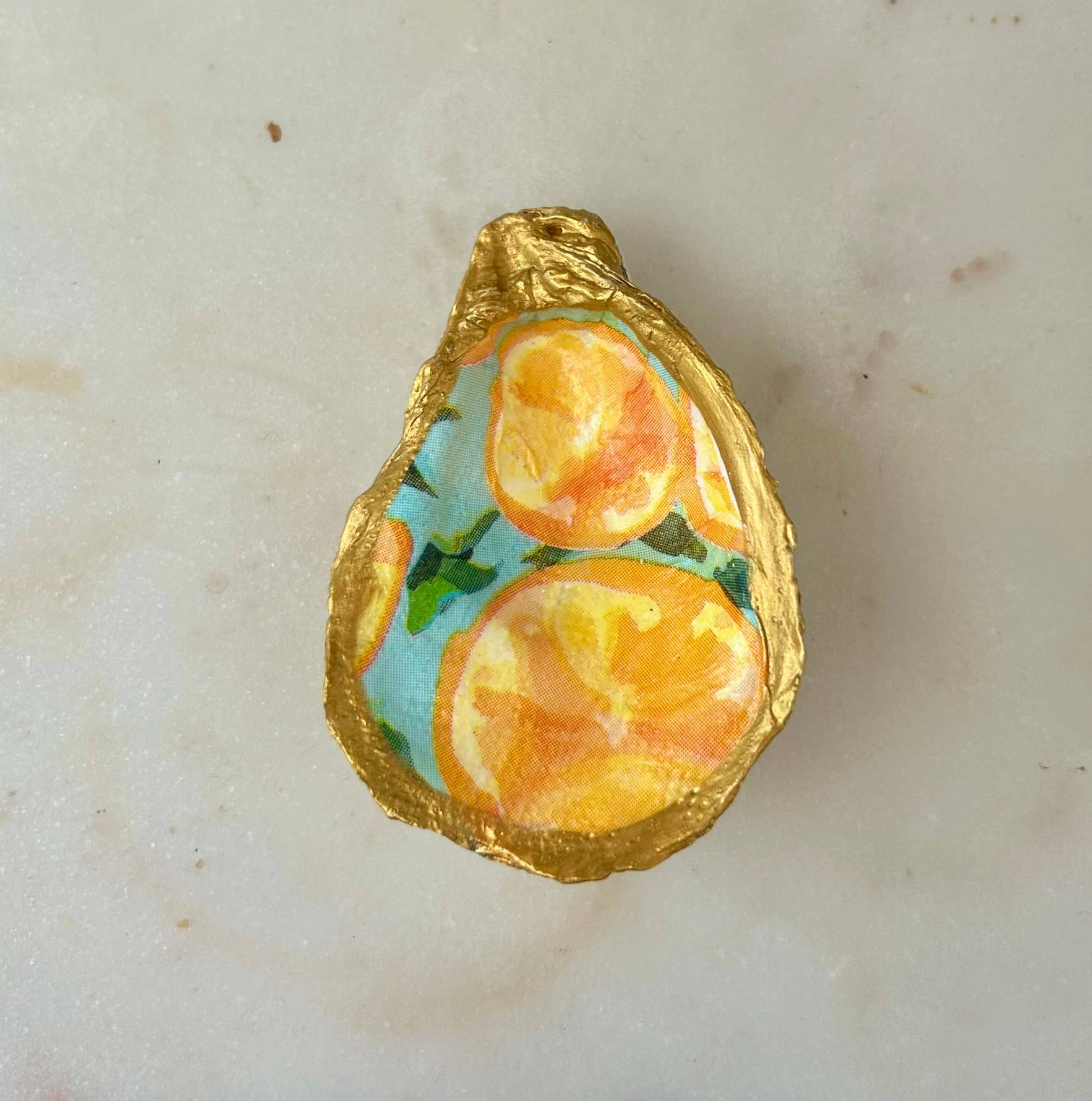 Handcrafted Orange Slice Oyster Shell Jewelry Dish - The Coral Palm LLC