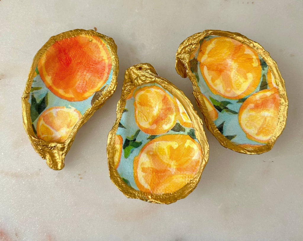Handcrafted Orange Slice Oyster Shell Jewelry Dish - The Coral Palm LLC