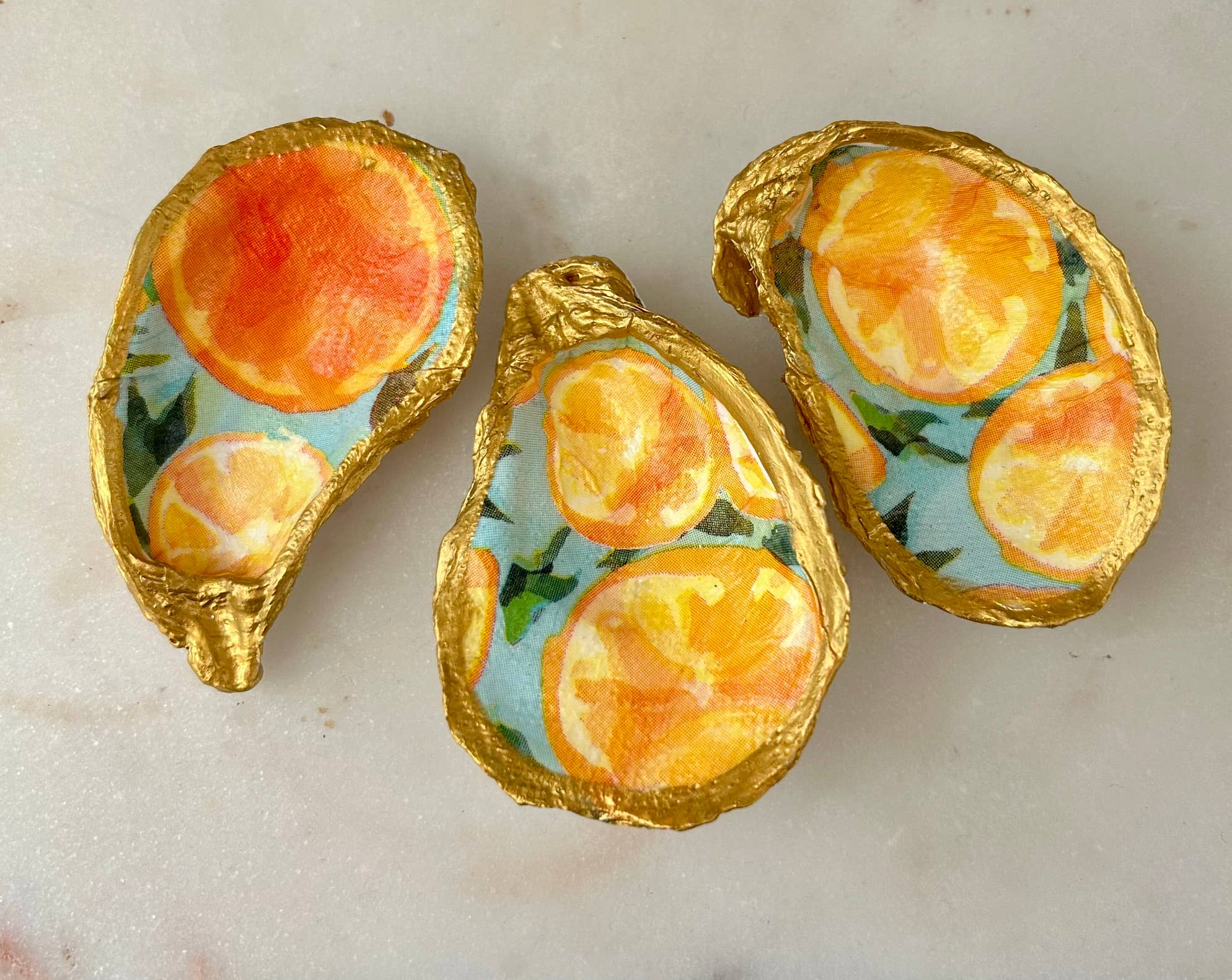 Handcrafted Orange Slice Oyster Shell Jewelry Dish - The Coral Palm LLC