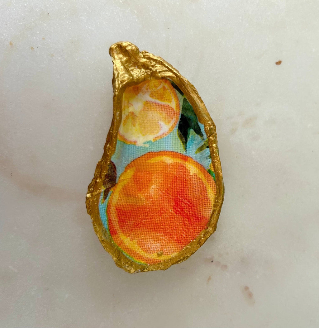 Handcrafted Orange Slice Oyster Shell Jewelry Dish - The Coral Palm LLC