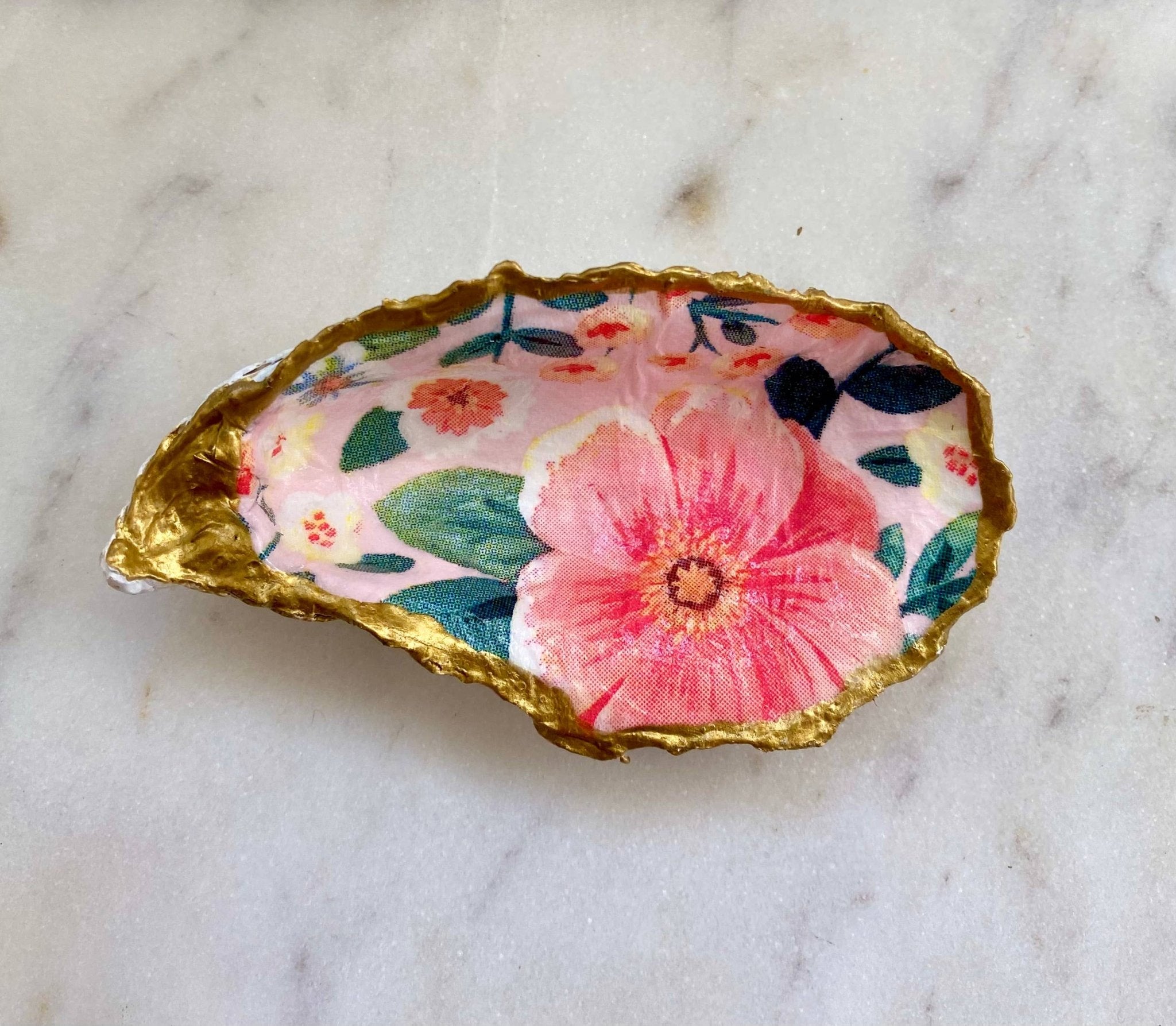Handcrafted Peony Oyster Shell Jewelry Dish - The Coral Palm LLC