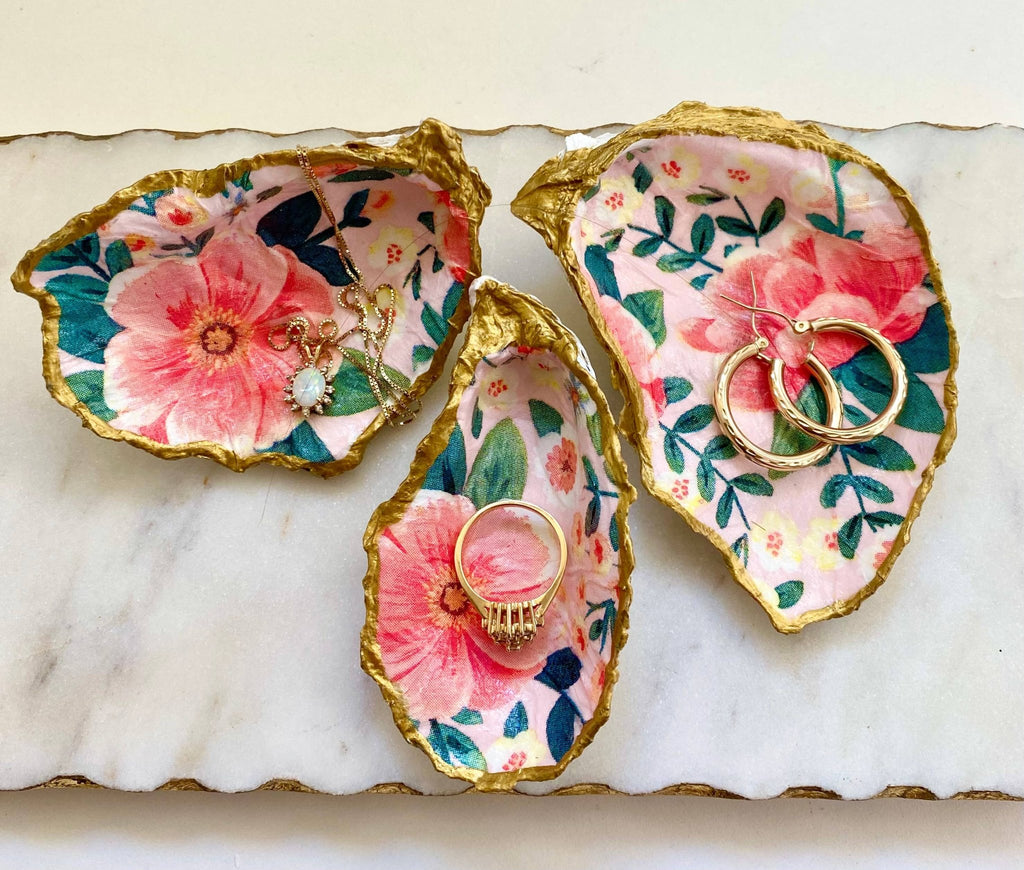 Handcrafted Peony Oyster Shell Jewelry Dish - The Coral Palm LLC