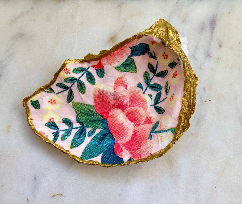 Handcrafted Peony Oyster Shell Jewelry Dish - The Coral Palm LLC
