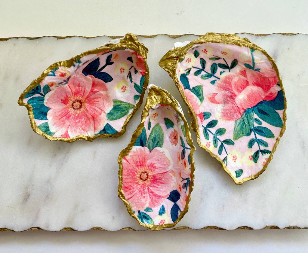 Handcrafted Peony Oyster Shell Jewelry Dish - The Coral Palm LLC