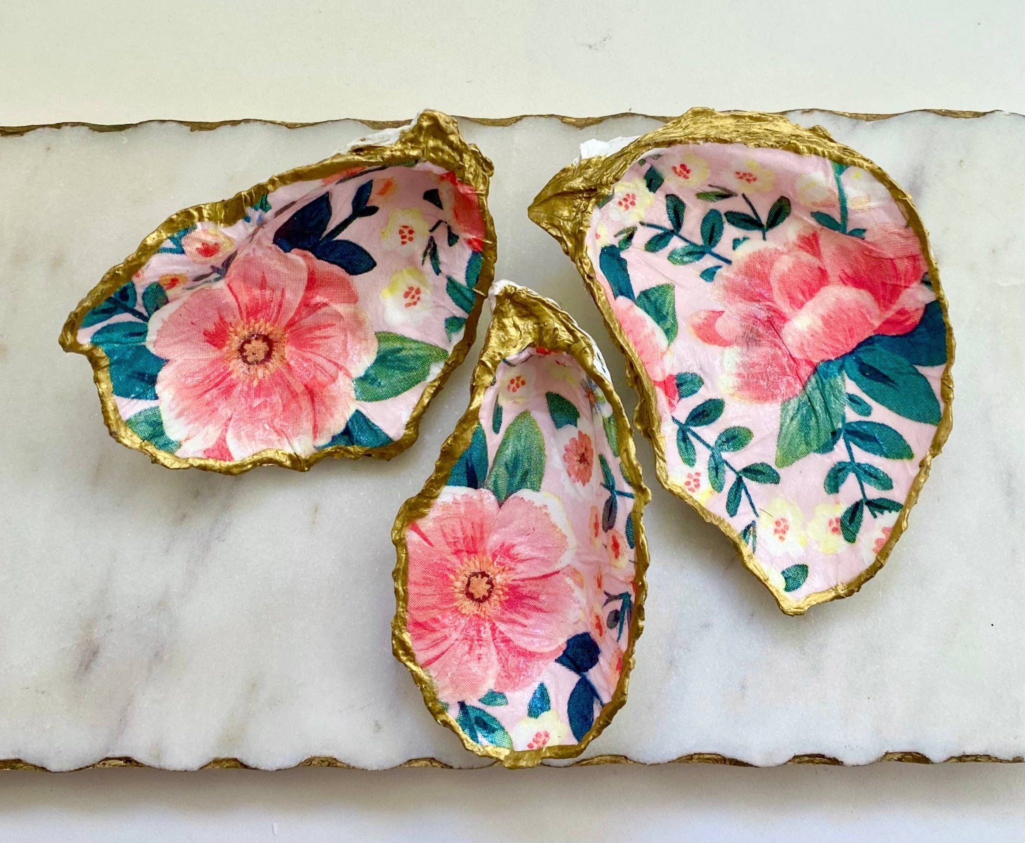 Handcrafted Peony Oyster Shell Jewelry Dish - The Coral Palm LLC