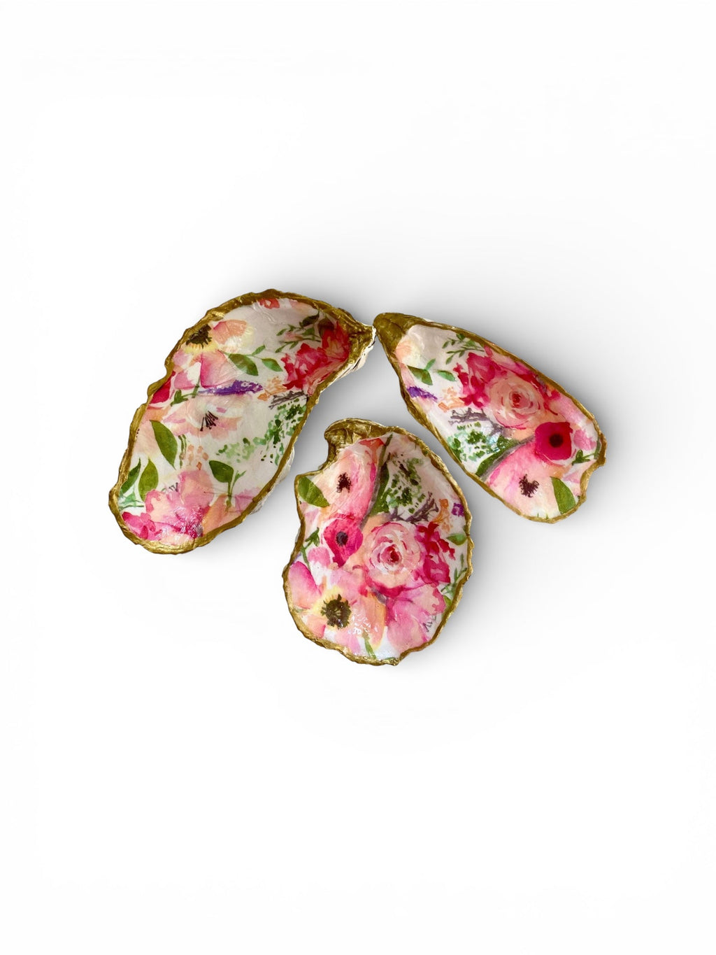Handcrafted Pink Floral Oyster Shell Jewelry Dish - The Coral Palm LLC