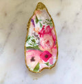 Handcrafted Pink Floral Oyster Shell Jewelry Dish - The Coral Palm LLC