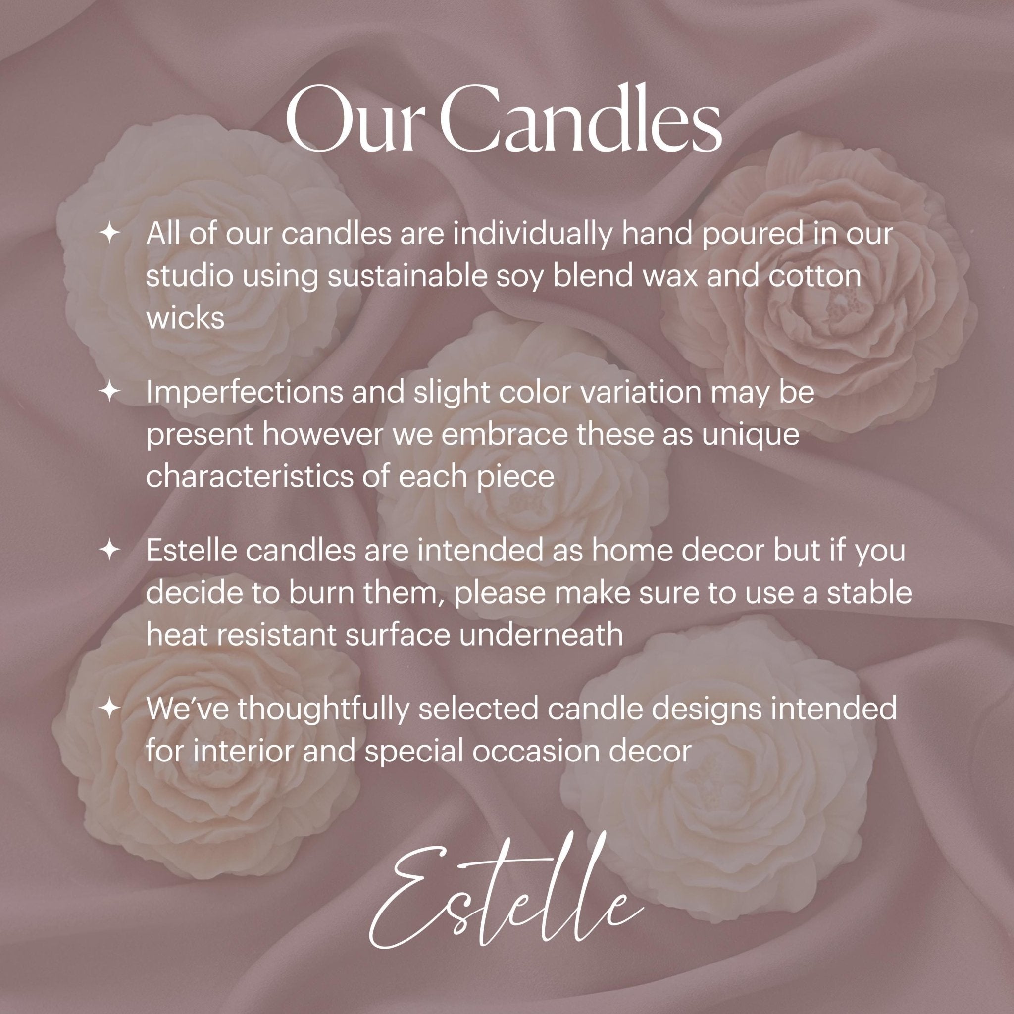 Handmade Rose Flower Candle: Vegan Soy Pillar Candle - The Coral Palm LLC