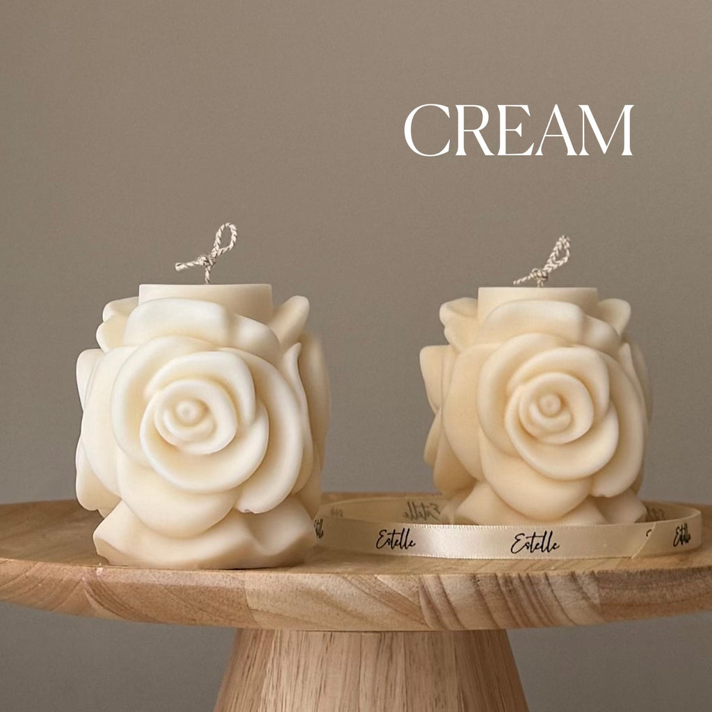 Handmade Rose Flower Candle: Vegan Soy Pillar Candle - The Coral Palm LLC