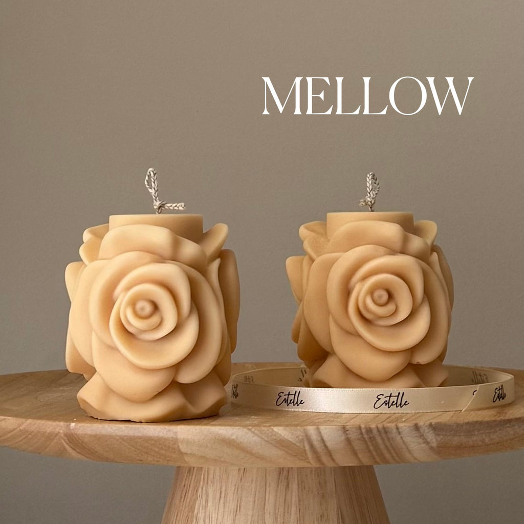 Handmade Rose Flower Candle: Vegan Soy Pillar Candle - The Coral Palm LLC