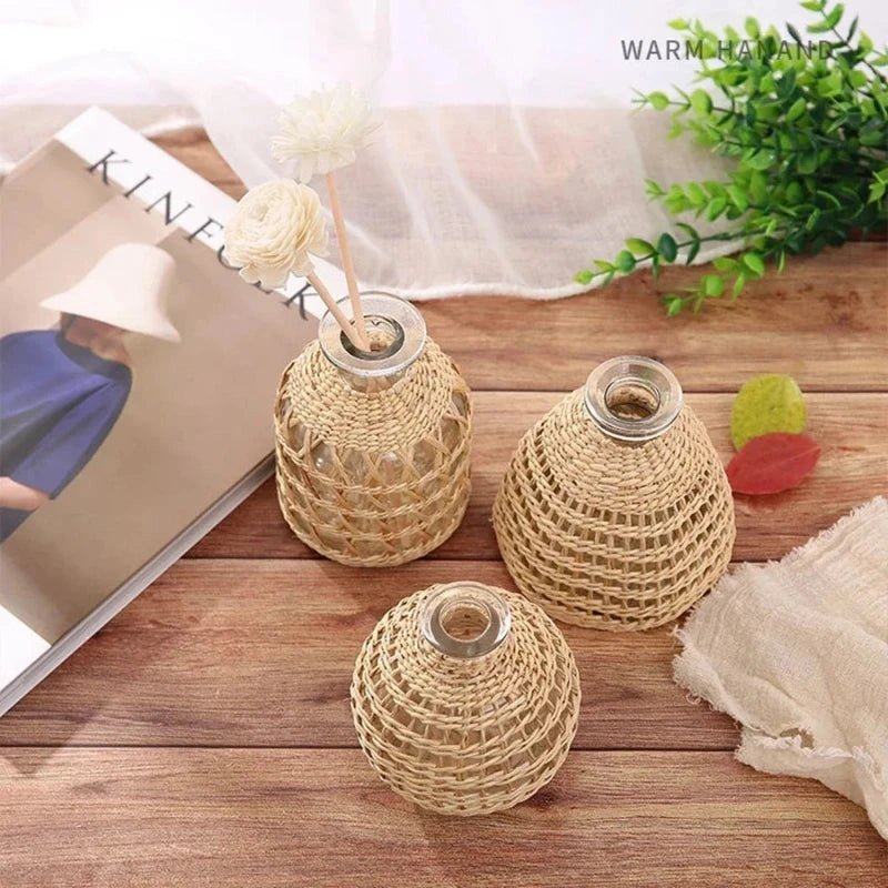 Handwoven Rattan Vases - The Coral Palm LLC
