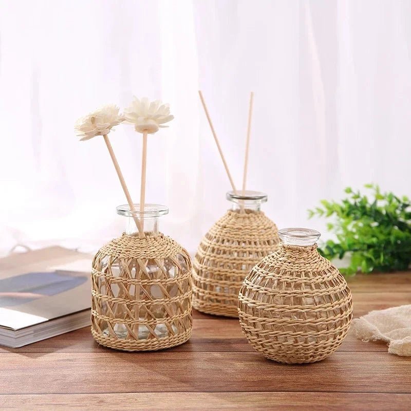 Handwoven Rattan Vases - The Coral Palm LLC