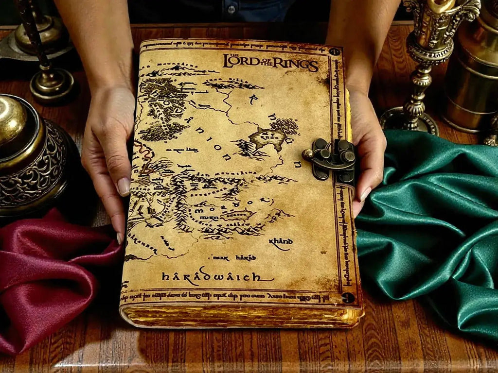 Lord of the Rings Handmade Leather Journal with Deckle Edge Paper - The Coral Palm LLC