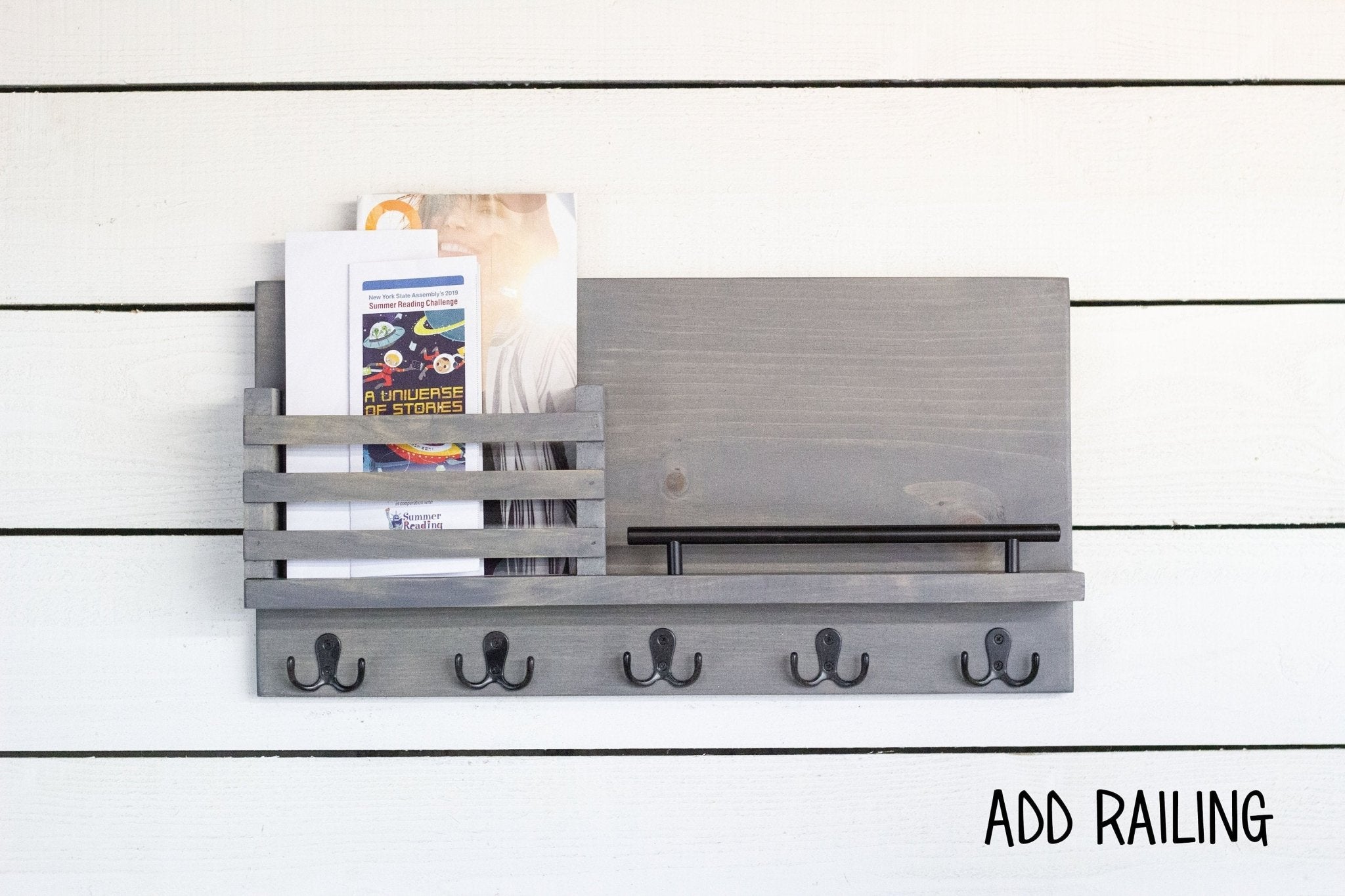 Personalized Wooden Mail & Key Organizer Wall Mounted Shelf - The Coral Palm LLC