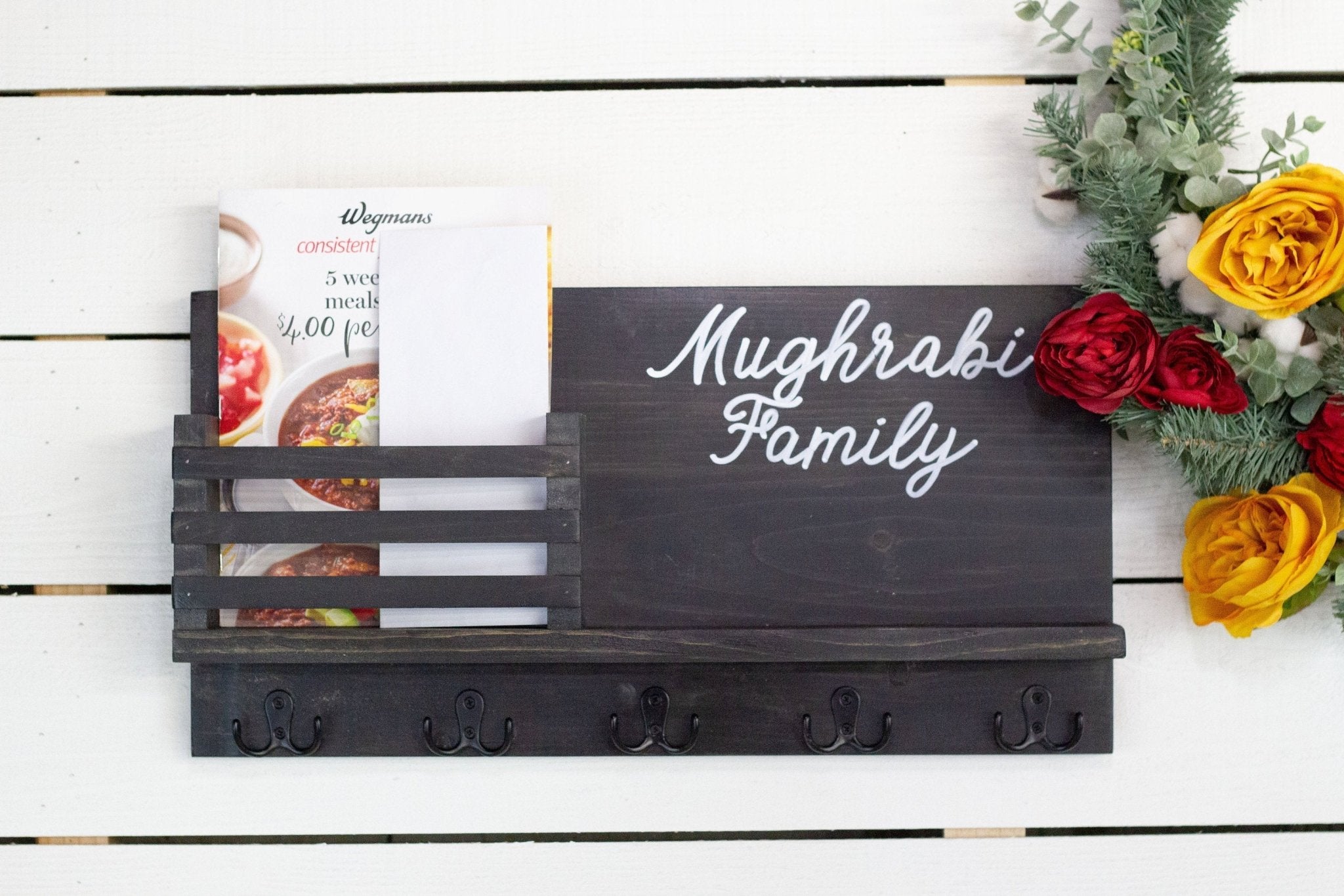 Personalized Wooden Mail & Key Organizer Wall Mounted Shelf - The Coral Palm LLC