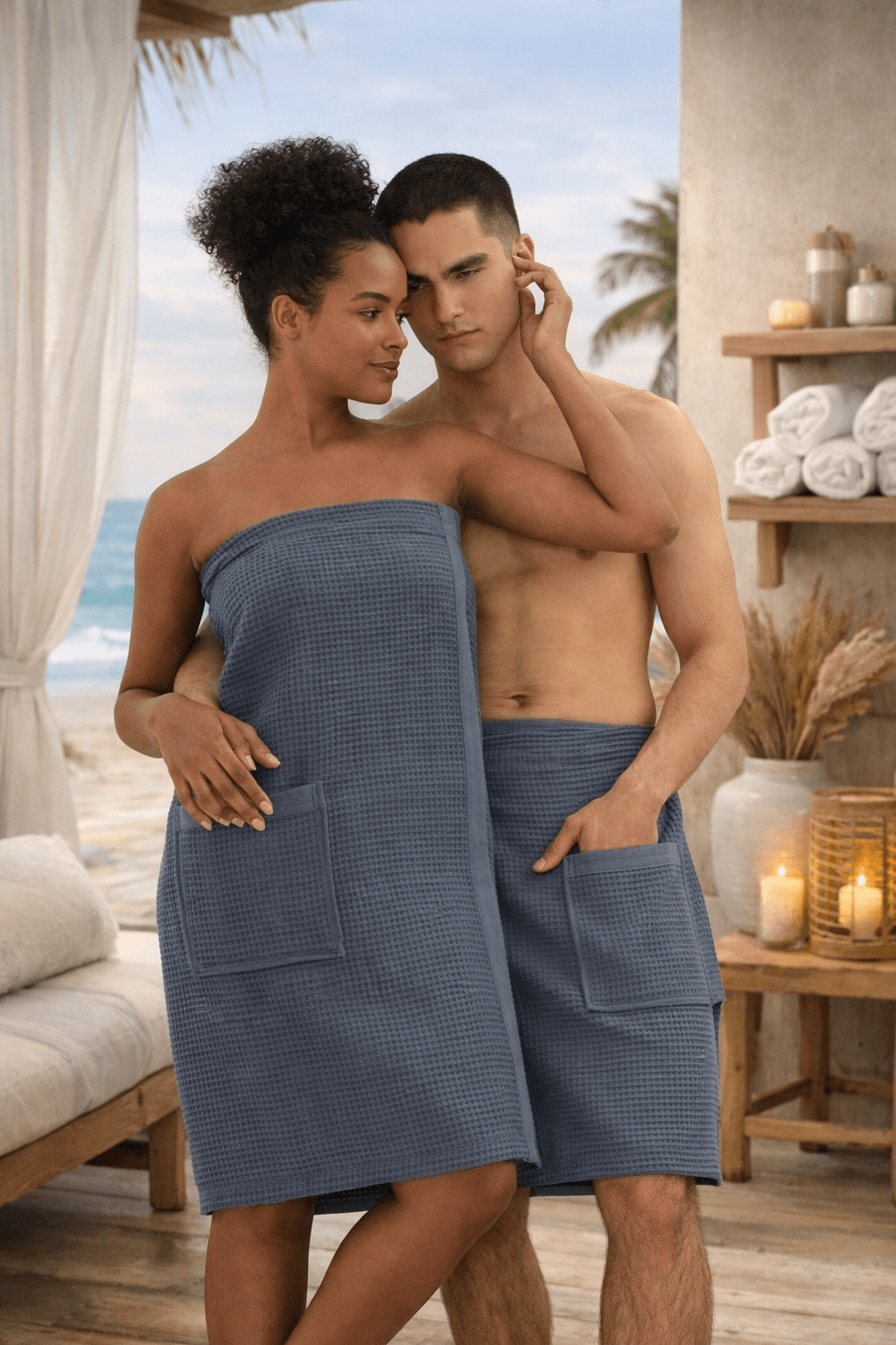 Men’s Organic Turkish Cotton Waffle Towel Wrap - The Coral Palm LLC