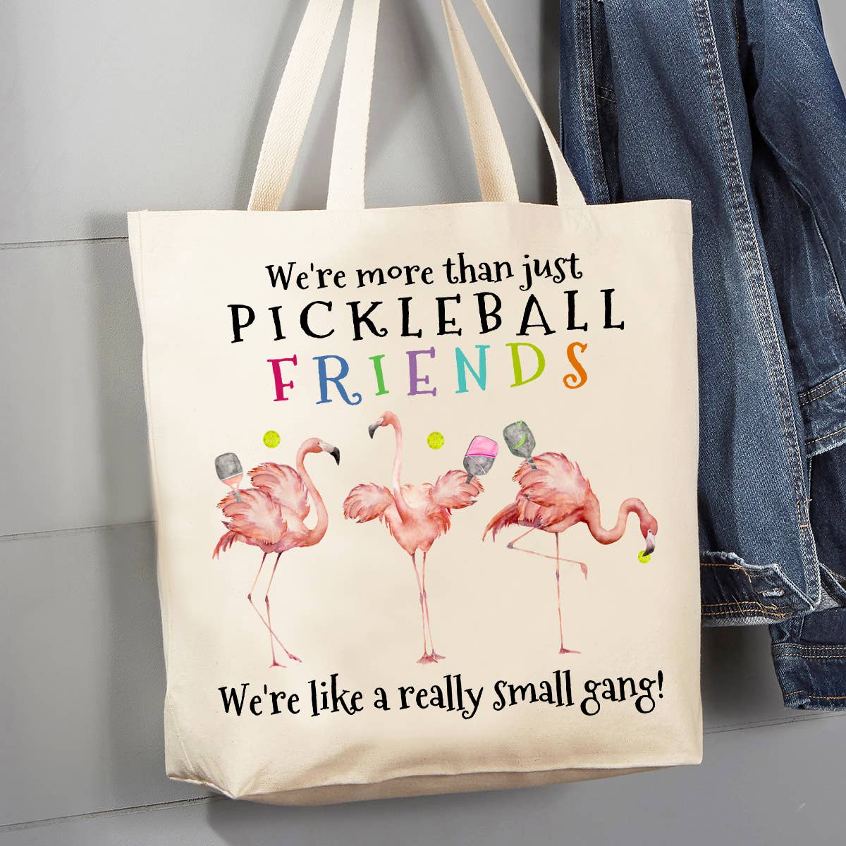 Pickleball We're More Than Friends 12 oz Canvas Tote Bag - The Coral Palm LLC