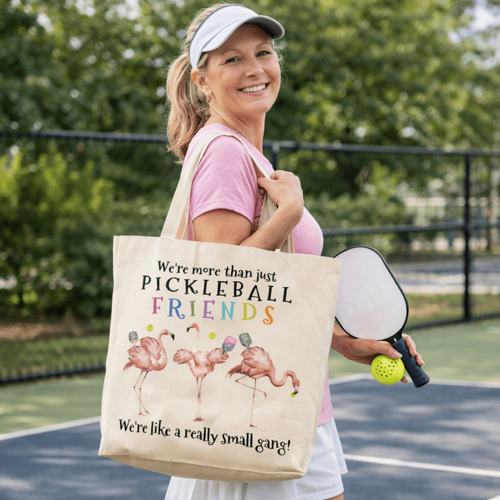Pickleball We're More Than Friends 12 oz Canvas Tote Bag - The Coral Palm LLC