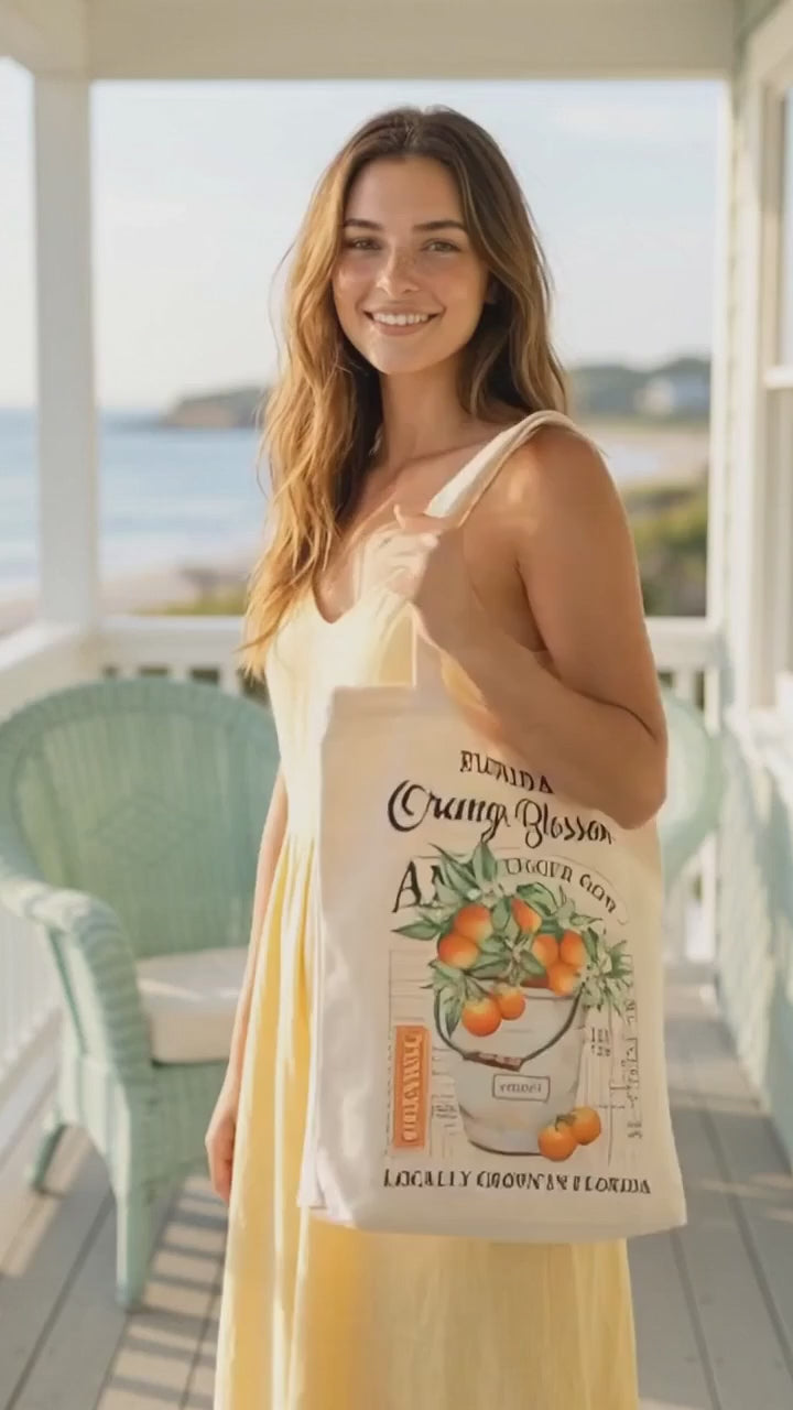 Florida State Flower Orange Blossom Souvenir Canvas Tote Bag