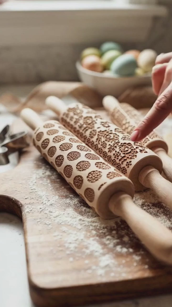 Spring Heirloom Embossed Rolling Pin Gift Set