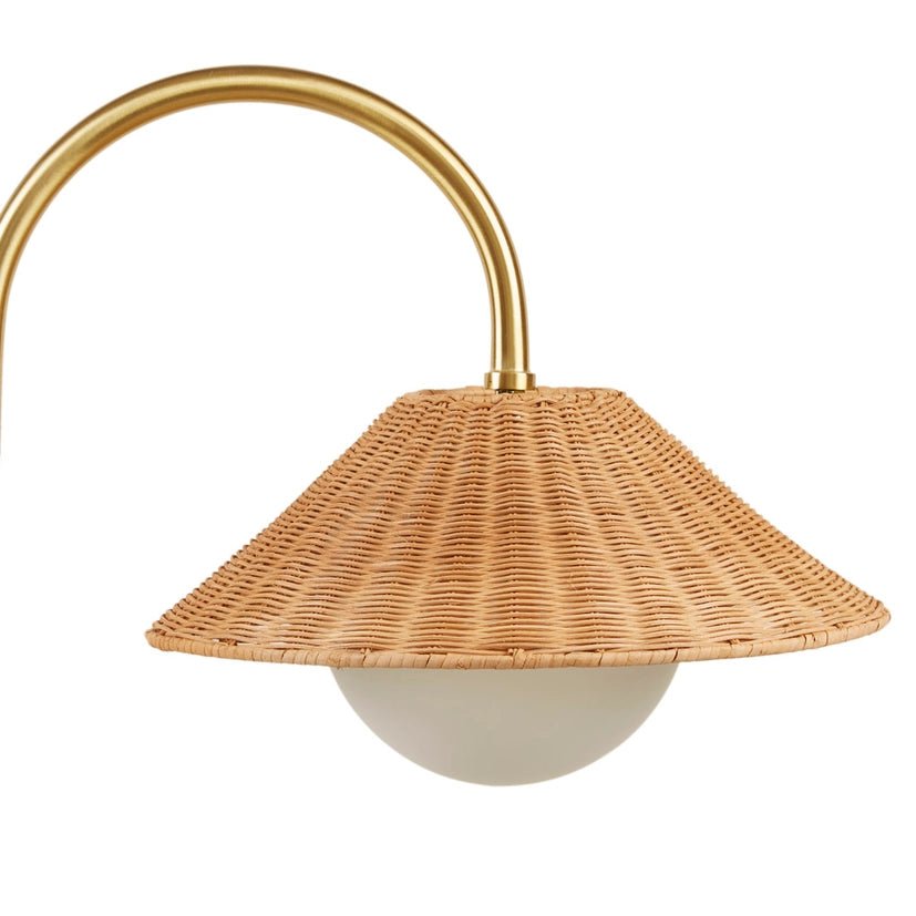 Rattan Weave Shade Floor Lamp, Gold/Natural - The Coral Palm LLC