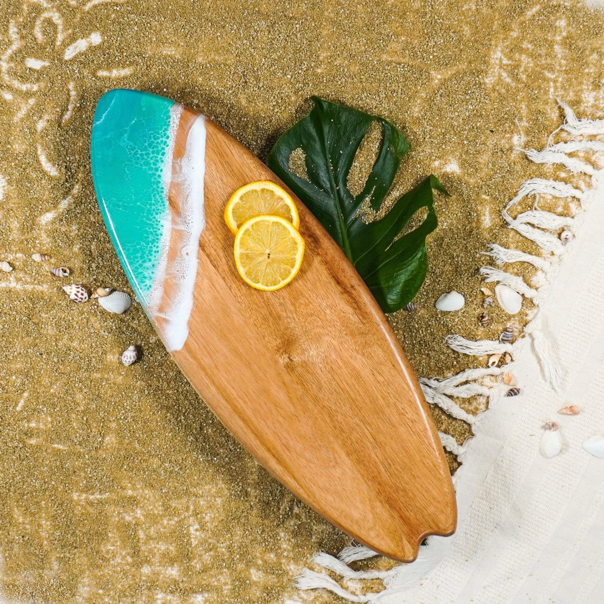 Resin - Accented Surfboard Shaped Charcuterie Boards - The Coral Palm LLC