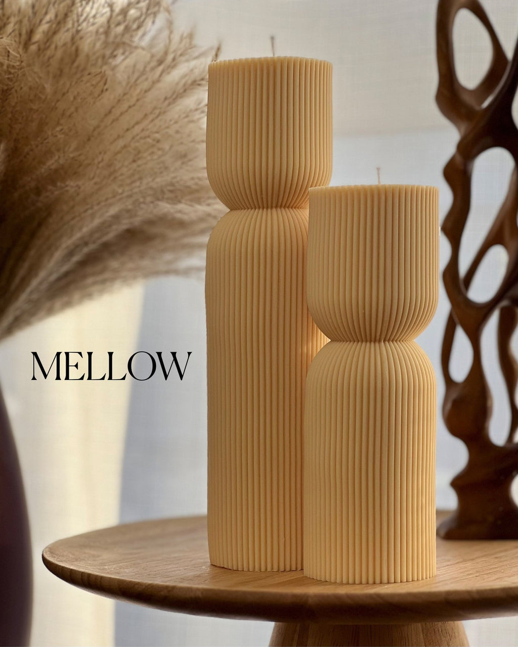 Ribbed Hourglass Sculptural Pillar Candle - The Coral Palm LLC