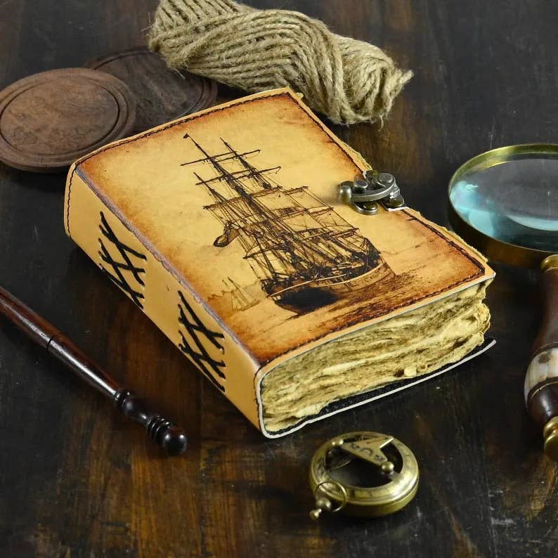 Sailing Ship boat Journal Notebook Book of Shadows - The Coral Palm LLC