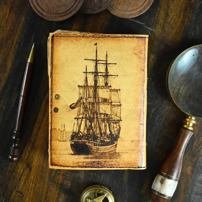 Sailing Ship boat Journal Notebook Book of Shadows - The Coral Palm LLC