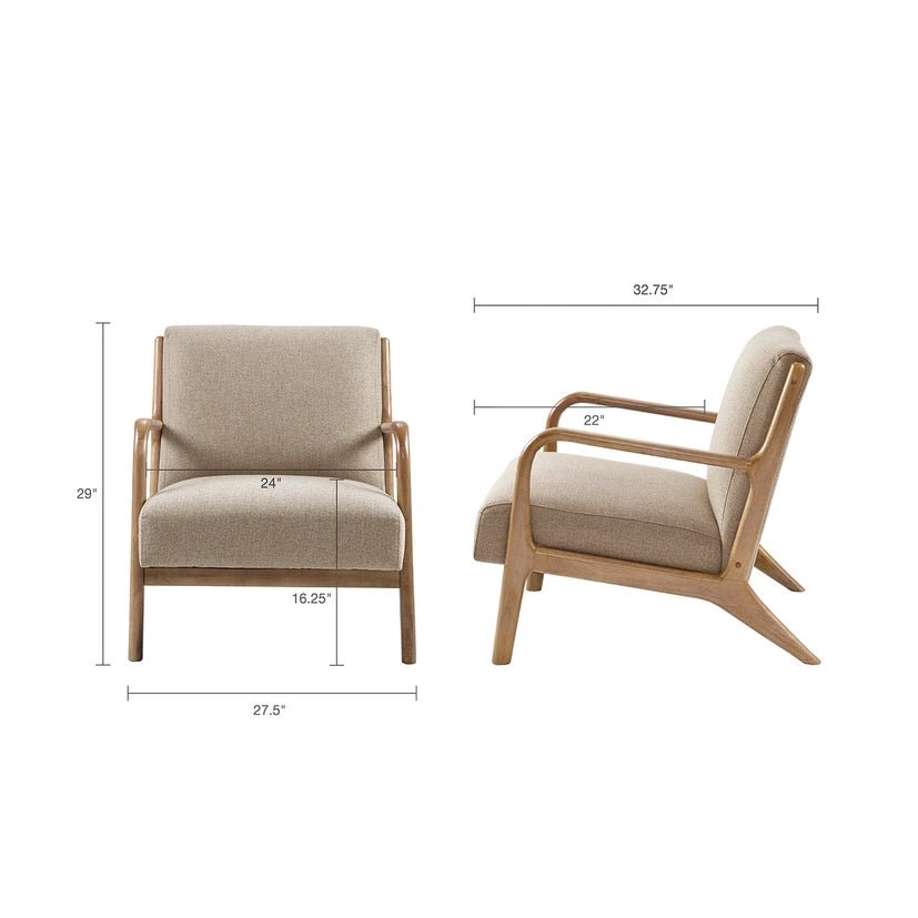 Scandinavian Elm Wood Taupe Lounge Chair - The Coral Palm LLC