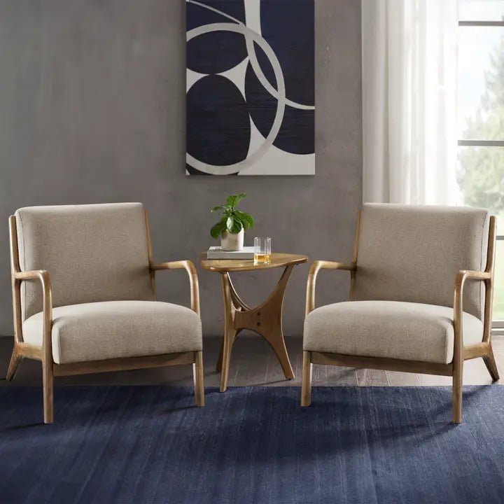 Scandinavian Elm Wood Taupe Lounge Chair - The Coral Palm LLC