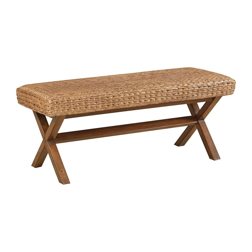 Seagrass Woven Farmhouse Rustic Boho Bench - The Coral Palm LLC