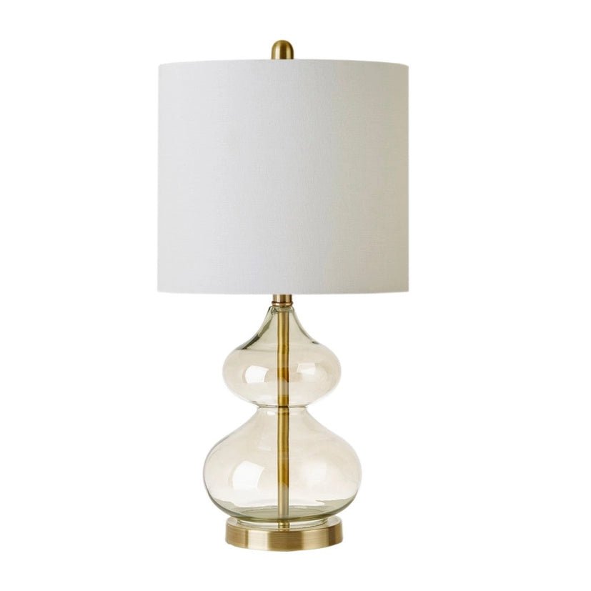 [Set of 2] Clear Glass Base Table Lamps, Gold Glass - The Coral Palm LLC