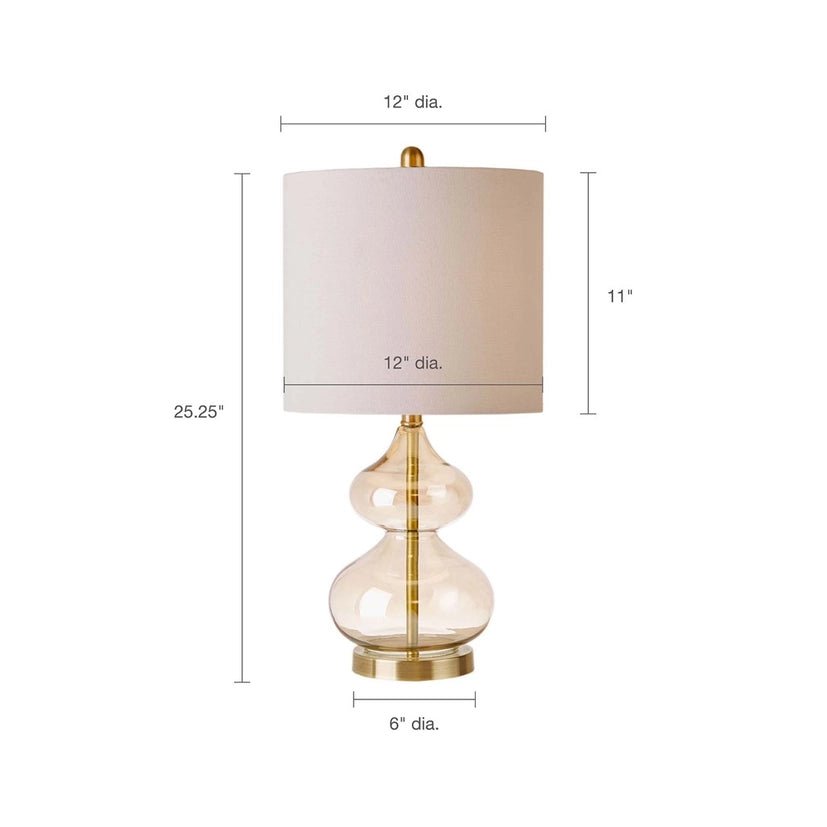 [Set of 2] Clear Glass Base Table Lamps, Gold Glass - The Coral Palm LLC