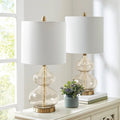 [Set of 2] Clear Glass Base Table Lamps, Gold Glass - The Coral Palm LLC