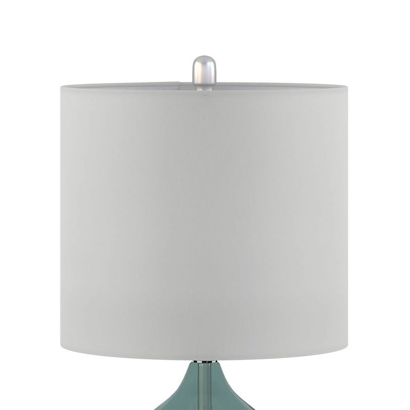 [Set of 2] Clear Glass Base Table Lamps, Teal Blue Glass - The Coral Palm LLC