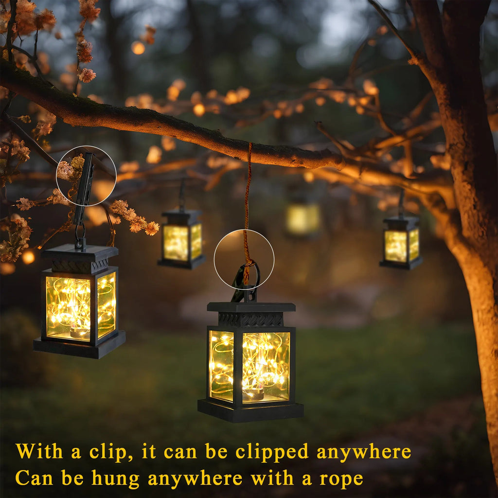 Retro Solar Hanging Lantern – Warm Garden Glow – The Coral Palm LLC