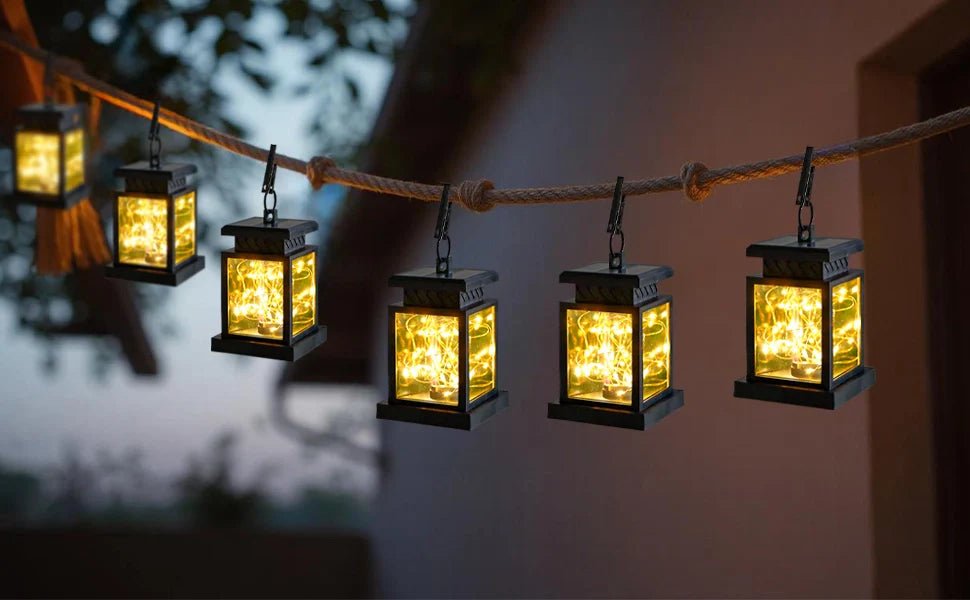 Retro Solar Hanging Lantern – Warm Garden Glow – The Coral Palm LLC