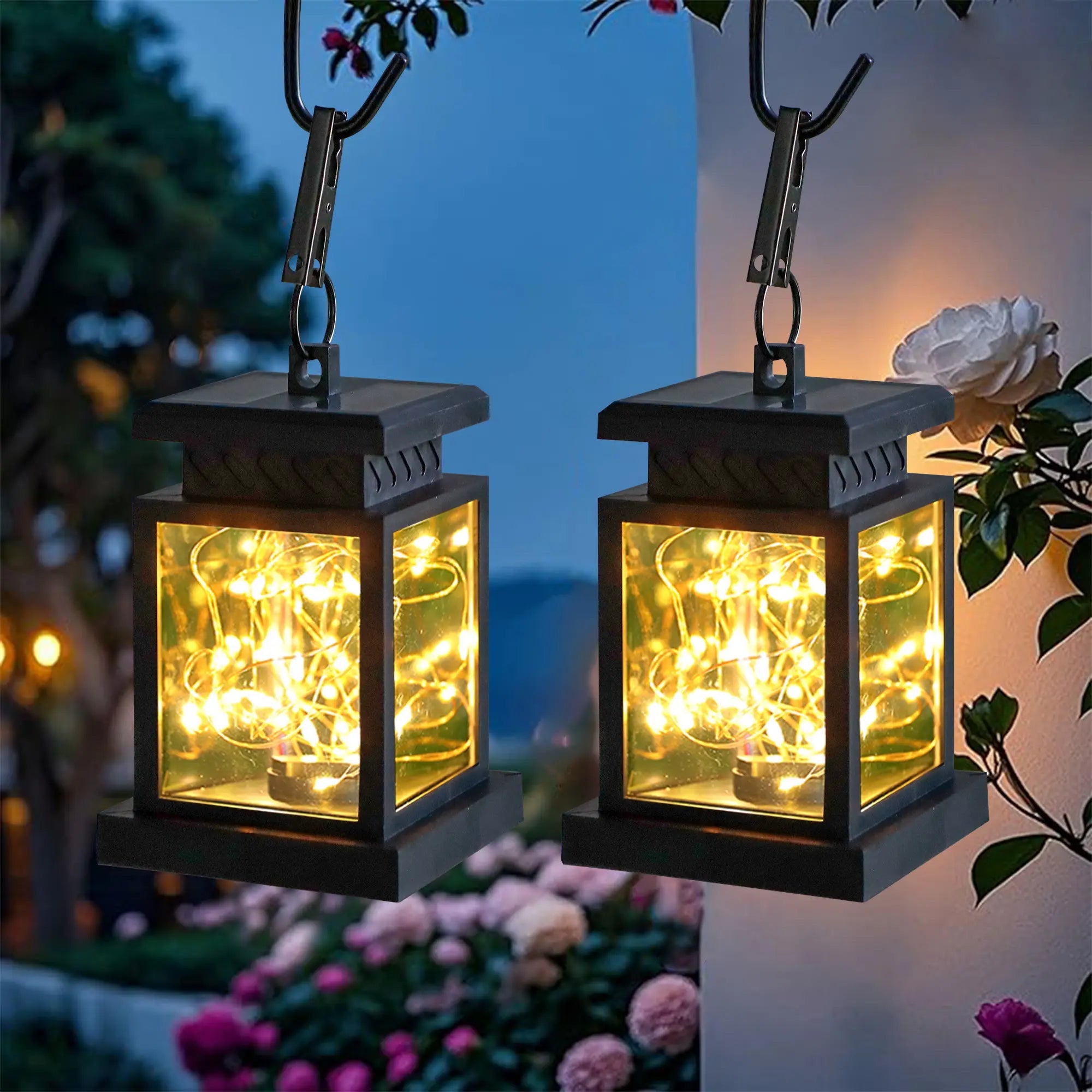 Retro Solar Hanging Lantern – Warm Garden Glow – The Coral Palm LLC