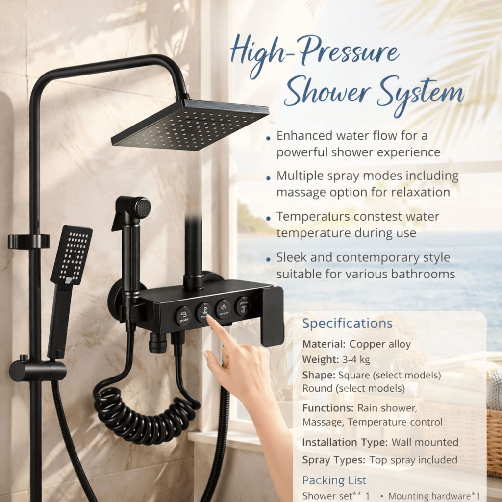Modern Rain Shower System - The Coral Palm LLC