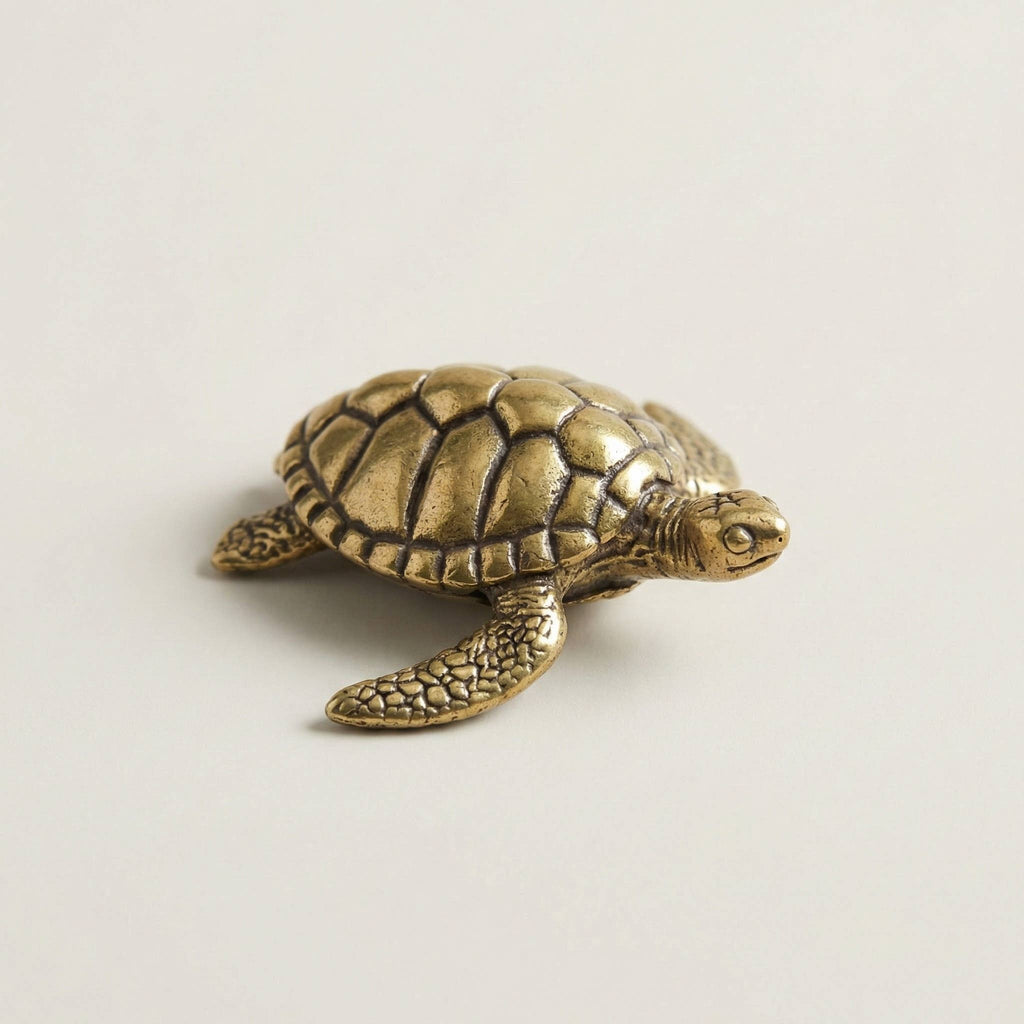 Small Brass Turtle | Antique Brass Figurine | Mini Figurine - The Coral Palm LLC