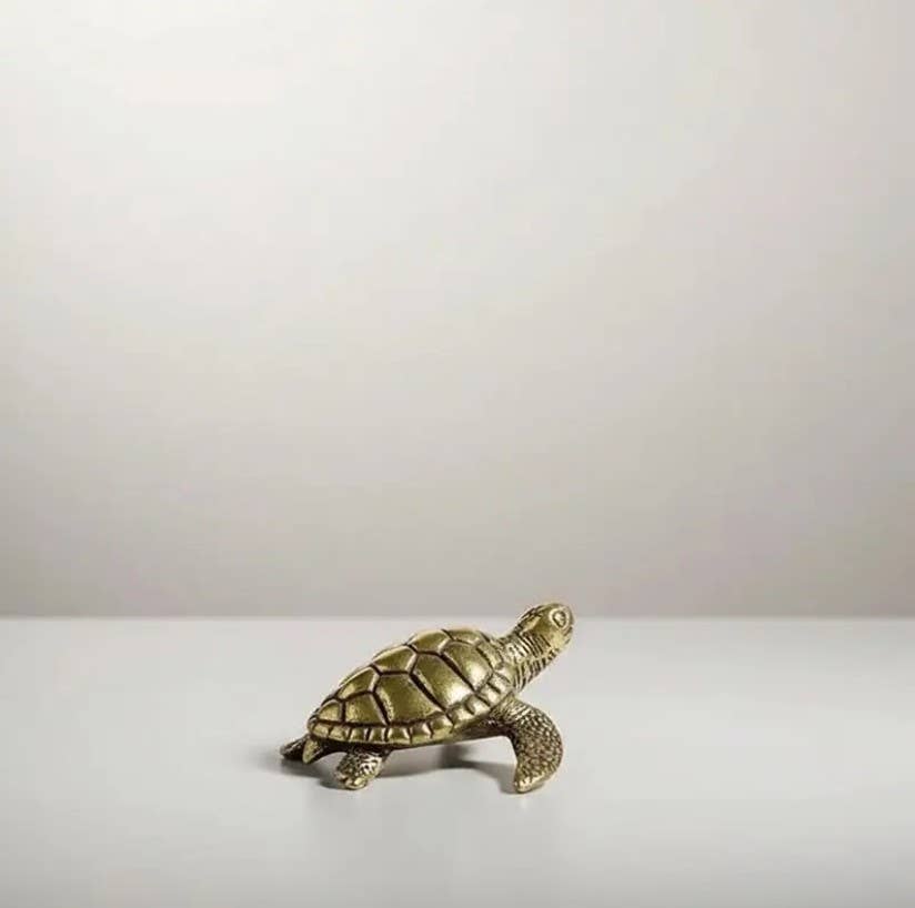 Small Brass Turtle | Antique Brass Figurine | Mini Figurine - The Coral Palm LLC